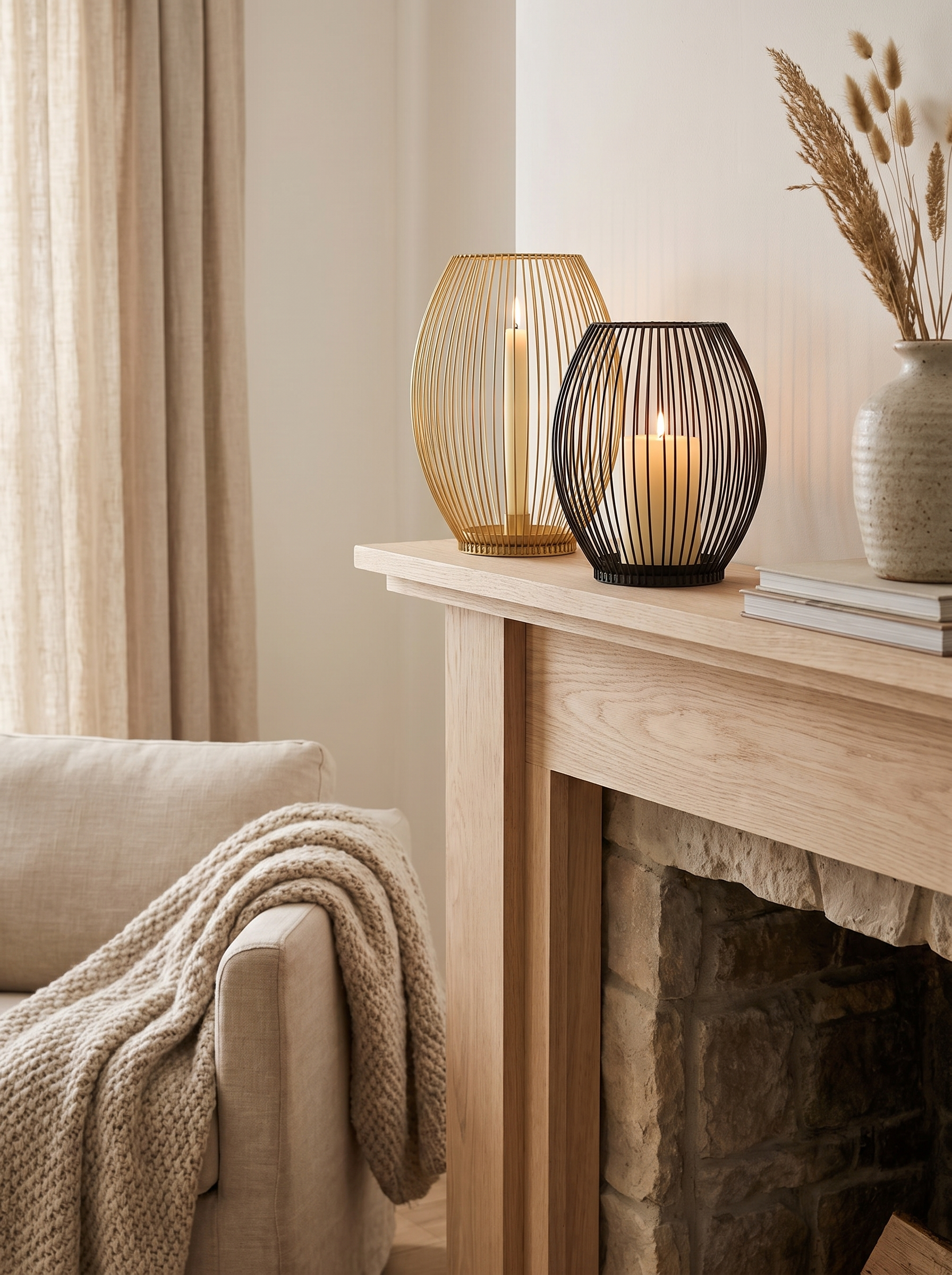 Pair of candle holders at different heights