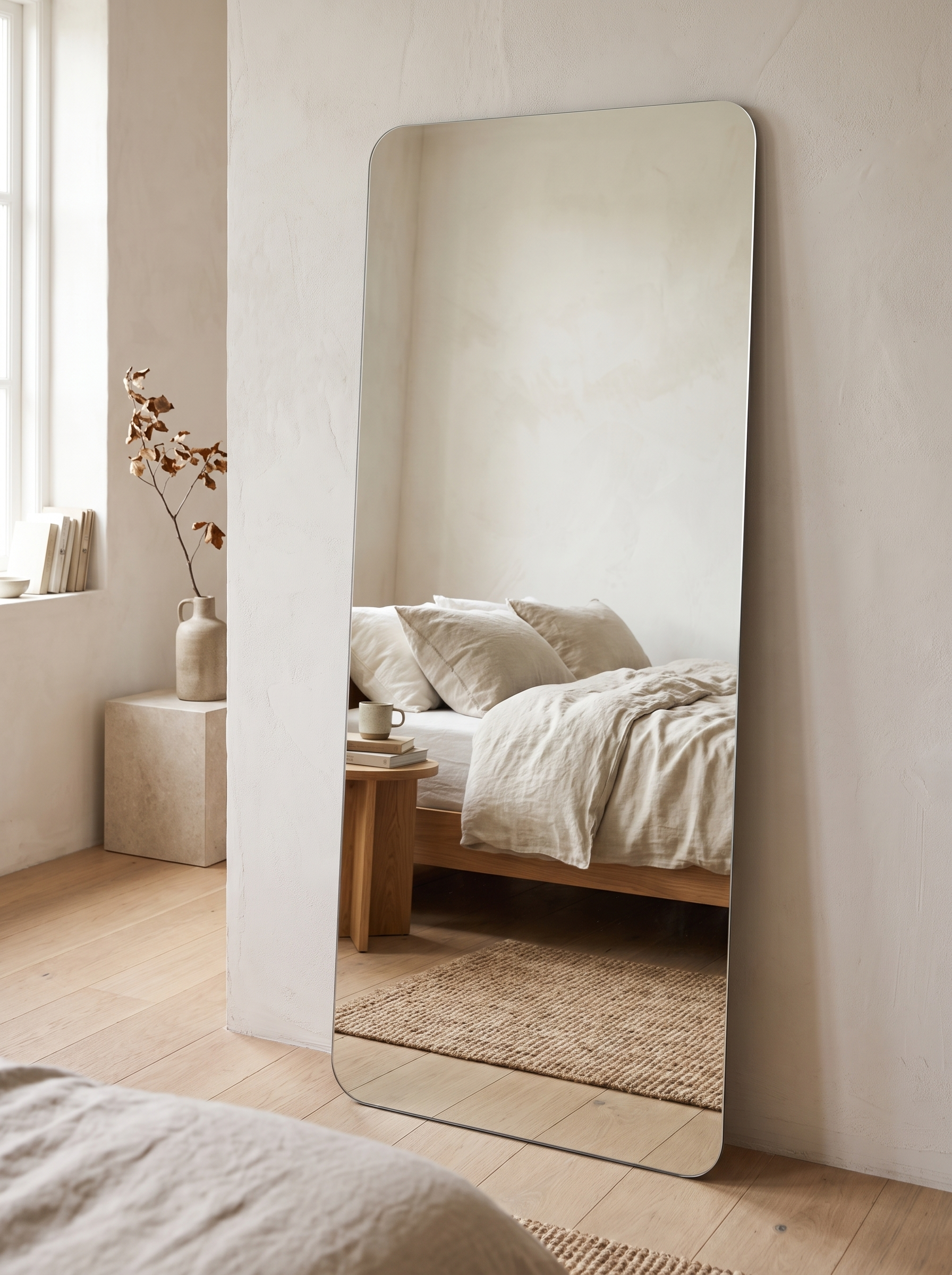 Slim frameless acrylic mirror panel edge