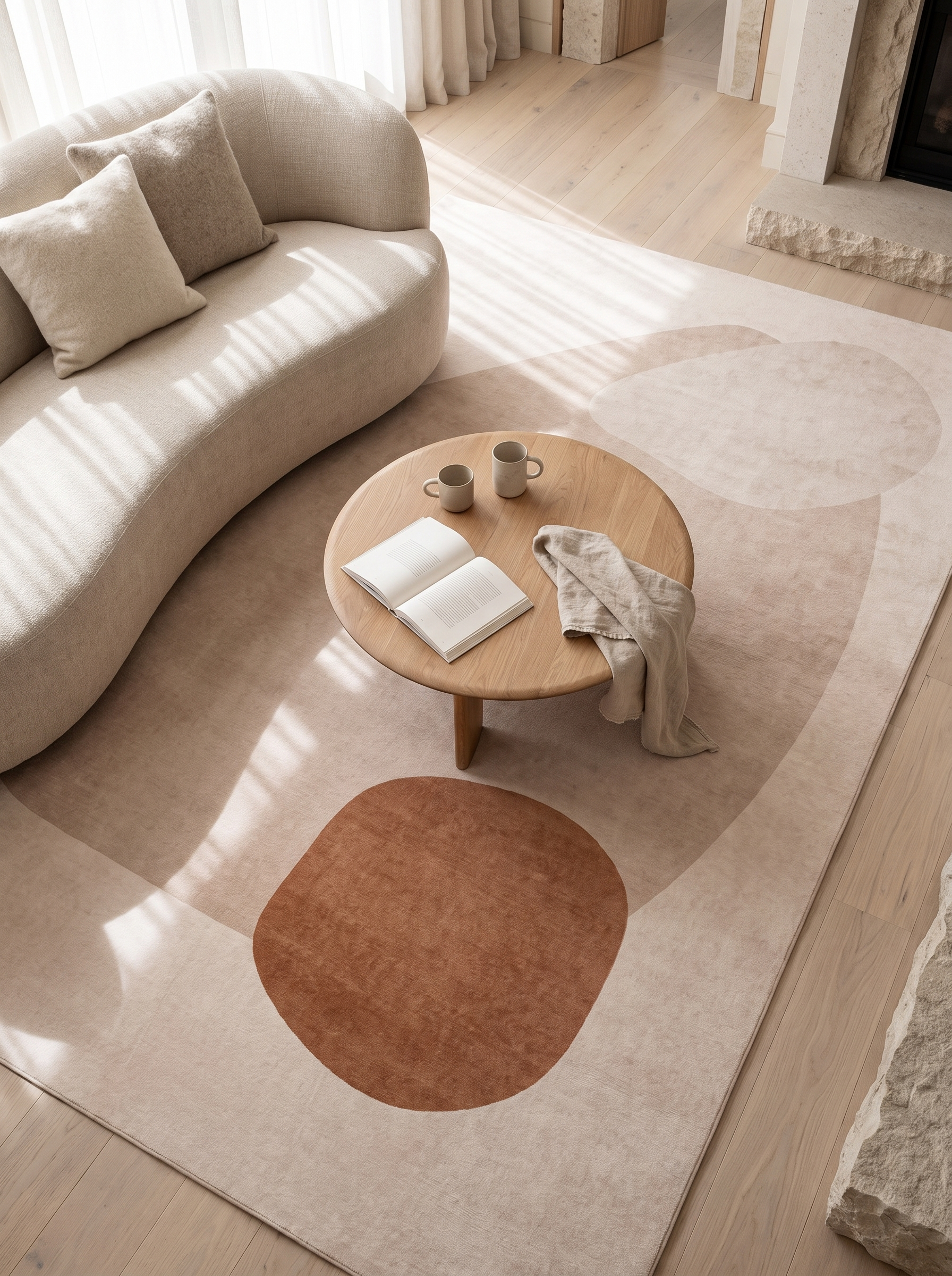 Muted Nordic rug pattern seen from above