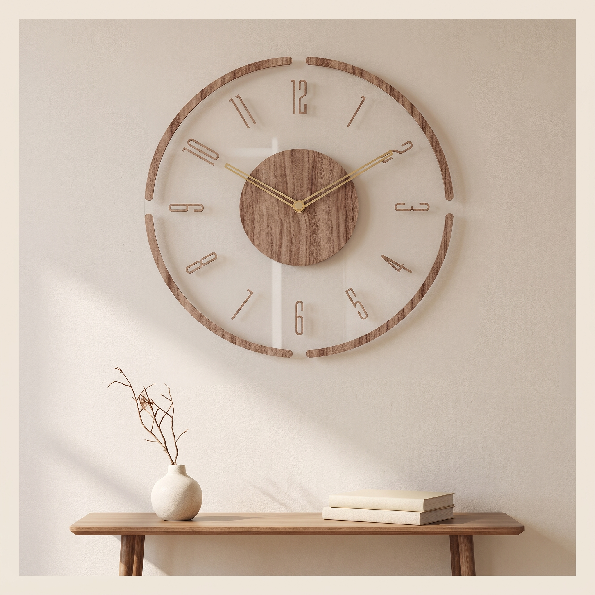 Wall clock as a decorative object above a console